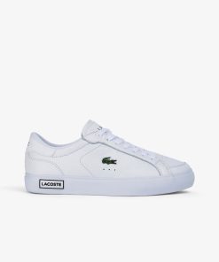 Lacoste Sneakers-Womens Powercourt Leather Sneakers-44SFA0077-lacoste store near me