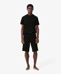 Lacoste Underwear & Loungewear-Mens Printed Cotton Pajama Set-4H3304-51-lacoste outlet