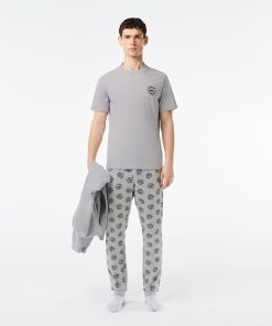 Lacoste Underwear & Loungewear-Mens Stretch Cotton Pajama Set-4H8389-51-lacoste near me 2