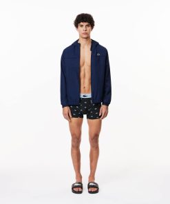 Lacoste Underwear & Loungewear-Mens 3-Pack Crocodile Print Trunks-5H5152-51-lacoste store near me 2