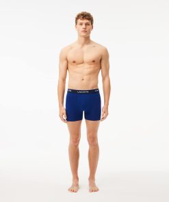 Lacoste Underwear-Mens 3-Pack Stretch Cotton Boxer Briefs-6H3420-51-lacost