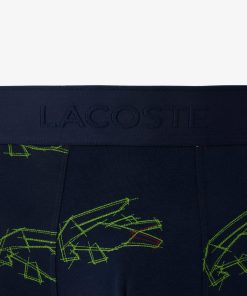 Lacoste Underwear & Loungewear-Mens Stretch Cotton Croc Print Boxer Briefs-6H6042-51-lacoste france 2