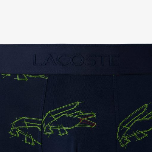 Lacoste Underwear & Loungewear-Mens Stretch Cotton Croc Print Boxer Briefs-6H6042-51-locoste - Image 2