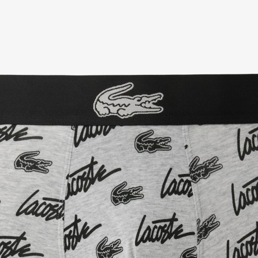 Lacoste Underwear & Loungewear-Mens Stretch Cotton All-Over Print Boxer Briefs-6H6044-51-lacoste cardigan - Image 2