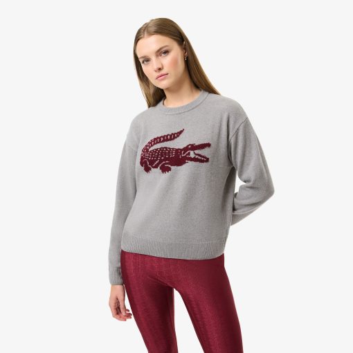 Lacoste Sweaters & Sweatshirts-Womens Lacoste x Bandier Contrast Crocodile Sweater-AF5842-51-lacoste factory outlet