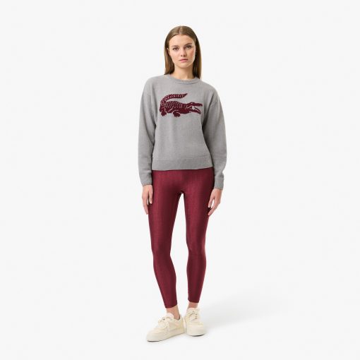 Lacoste Sweaters & Sweatshirts-Womens Lacoste x Bandier Contrast Crocodile Sweater-AF5842-51-lacoste factory outlet - Image 2