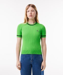 Lacoste Sweaters & Sweatshirts-Womens Seamless 3D Knit Ribbed Sweater-AF6946-51-lacoste outlet