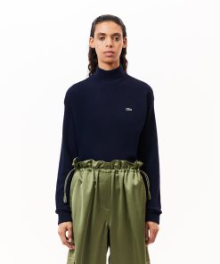 Lacoste Sweaters & Sweatshirts-Womens Relaxed Fit Wool High-Neck Sweater-AF9542-51-lacoste outlet