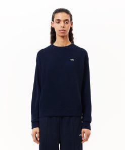 Lacoste Sweaters & Sweatshirts-Womens Relaxed Fit Wool Moss Stitch Sweater-AF9551-51-lacoste cardigan