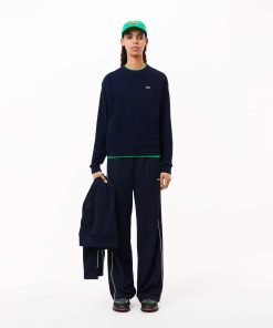 Lacoste Sweaters & Sweatshirts-Womens Relaxed Fit Wool Moss Stitch Sweater-AF9551-51-lacoste cardigan 2