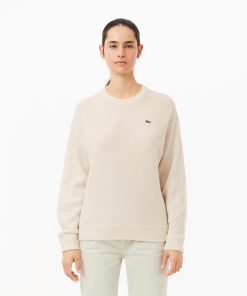 Lacoste Sweaters & Sweatshirts-Womens Relaxed Fit Wool Moss Stitch Sweater-AF9551-51-lacoste us