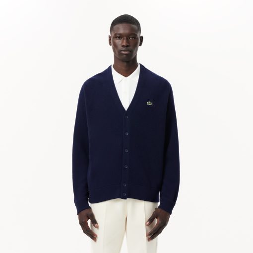 Lacoste Sweaters & Sweatshirts-Mens Relaxed Fit Wool Cardigan-AH0397-51-locoste