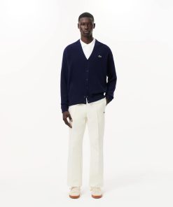 Lacoste Sweaters & Sweatshirts-Mens Relaxed Fit Wool Cardigan-AH0397-51-locoste 2