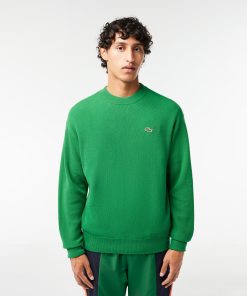 Lacoste Sweaters & Sweatshirts-Mens Relaxed Fit Crew Neck Wool Sweater-AH0532-51-lacoste sale