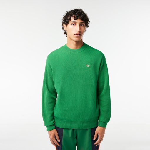 Lacoste Sweaters & Sweatshirts-Mens Relaxed Fit Crew Neck Wool Sweater-AH0532-51-lacoste sale