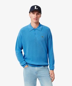 Lacoste Sweaters & Sweatshirts-Mens Relaxed Fit Wool Polo Sweater-AH0582-51-lacoste usa