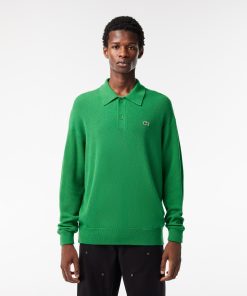 Lacoste Sweaters & Sweatshirts-Mens Relaxed Fit Wool Polo Sweater-AH0582-51-la coste