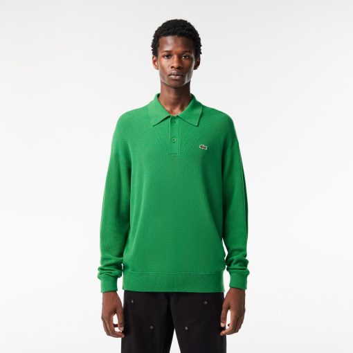 Lacoste Sweaters & Sweatshirts-Mens Relaxed Fit Wool Polo Sweater-AH0582-51-la coste