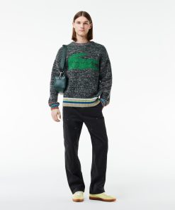 Lacoste Sweaters & Sweatshirts-Unisex Loose Fit Contrast Croc Wool Sweater-AH1780-51-lacost 2