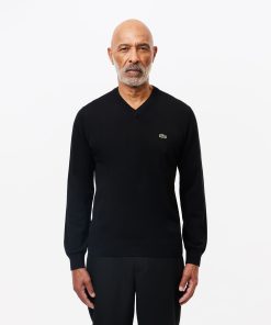 Lacoste Sweaters & Sweatshirts-Mens Cotton V-Neck Sweater-AH1951-51-lacoste us