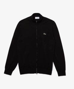 Lacoste Sweaters & Sweatshirts-Mens Zip-Up High-Neck Cotton Sweater-AH1957-51-lacost