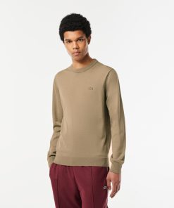 Lacoste Sweaters & Sweatshirts-Mens Merino Wool Crew Neck Sweater-AH1969-51-lacost