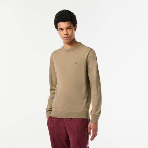 Lacoste Sweaters & Sweatshirts-Mens Merino Wool Crew Neck Sweater-AH1969-51-lacost