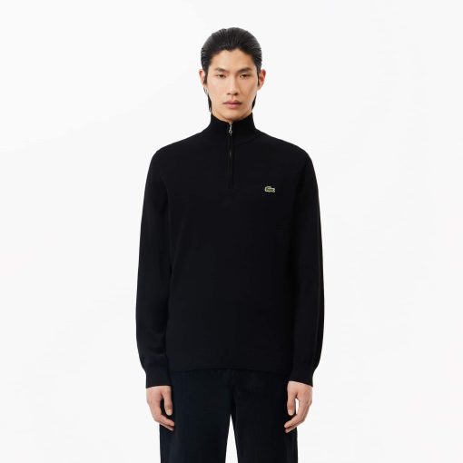 Lacoste Sweaters & Sweatshirts-Mens Zip-Up High-Neck Cotton Sweater-AH1980-51-la coste