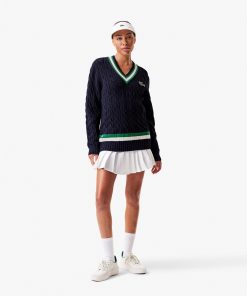 Lacoste Sweaters & Sweatshirts-Unisex Striped Wool Cable Knit Sweater-AH2113-51-lacoste factory outlet 2