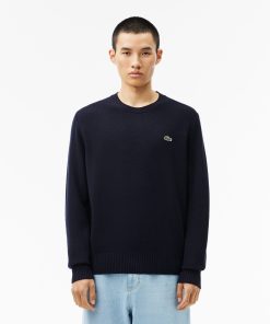 Lacoste Sweaters & Sweatshirts-Mens Wool Crew Neck Sweater-AH2916-51-lacoste outlet