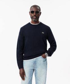 Lacoste Sweaters & Sweatshirts-Mens 3D Knit Cashmere Crew Neck Sweater-AH3136-51-lacoste store