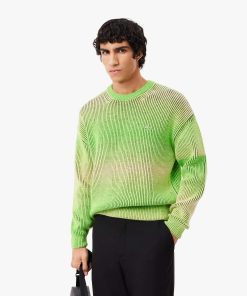 Lacoste Sweaters & Sweatshirts-Mens Relaxed Fit Ombré Crew Neck Sweater-AH4016-51-la coste