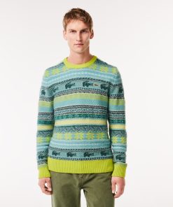 Lacoste Sweaters & Sweatshirts-Mens Fair Isle Alpaca and Wool Blend Sweater-AH5663-51-lacoste factory outlet