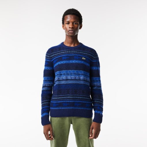 Lacoste Sweaters & Sweatshirts-Mens Fair Isle Alpaca and Wool Blend Sweater-AH5663-51-lacosta