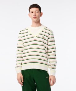 Lacoste Sweaters & Sweatshirts-Men’s Made In France Striped V-Neck Sweater-AH6442-51-lacoste outlet