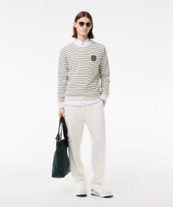 Lacoste Sweaters & Sweatshirts-Mens Badge Striped Cotton Sweater-AH7653-51-lacoste near me 2