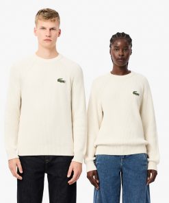 Lacoste Sweaters & Sweatshirts-Unisex Ribbed Cotton Badge Sweater-AH7742-51-lacoste cardigan