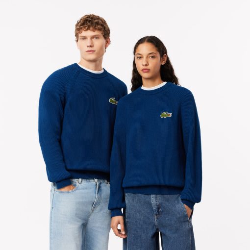 Lacoste Sweaters & Sweatshirts-Unisex Ribbed Cotton Badge Sweater-AH7742-51-locoste