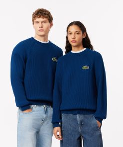 Lacoste Sweaters & Sweatshirts-Unisex Ribbed Cotton Badge Sweater-AH7742-51-lacoste us