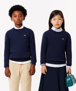 Lacoste Sweaters & Sweatshirts-Kids Cotton and Merino Wool Blend Sweater-AJ1121-51-lacost