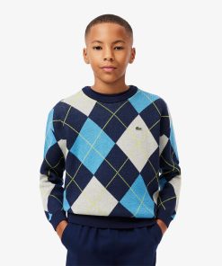 Lacoste Sweaters & Sweatshirts-Kids Cotton and Wool Argyle Sweater-AJ2485-51-lacosta