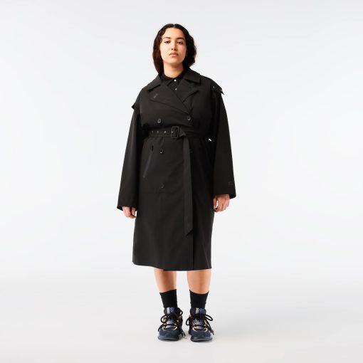 Lacoste Jackets & Coats-Womens Oversized Trench Coat-BF0022-51-la coste - Image 2