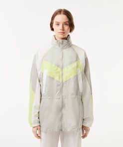 Lacoste Jackets & Coats-Womens Oversized Adjustable Waiste Colorblock Jacket-BF1567-51-lacost