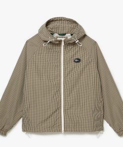 Lacoste Jackets & Coats-Mens Hooded Check Twill Jacket-BH0151-51-la coste 2