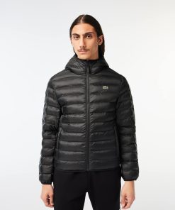 Lacoste Jackets & Coats-Mens Quilted Hooded Puffer Jacket-BH0539-51-lacoste factory outlet