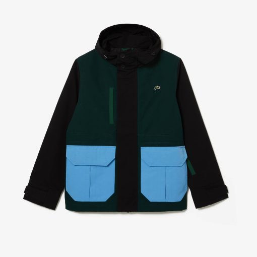 Lacoste Jackets & Coats-Mens Water-Repellent Colorblock Twill Jacket-BH0556-51-lacoste usa - Image 2