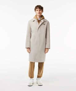 Lacoste Jackets & Coats-Mens Water-Repellent Windproof Trench Coat-BH1588-51-lacoste outlet