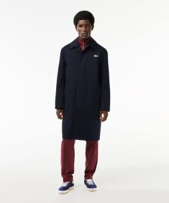 Lacoste Jackets & Coats-Mens Water-Repellent Windproof Trench Coat-BH1588-51-lacoste factory outlet