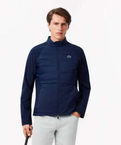 Lacoste Jackets & Coats-Mens High-Neck Quilted Golf Jacket-BH2638-51-lacoste cardigan