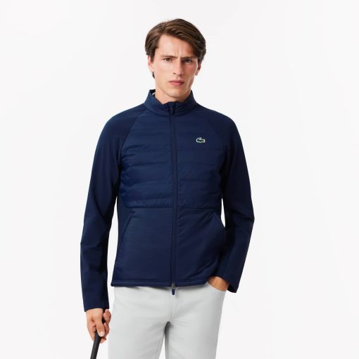 Lacoste Jackets & Coats-Mens High-Neck Quilted Golf Jacket-BH2638-51-lacoste cardigan